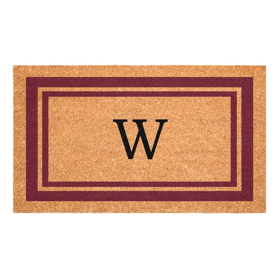 Calloway Mills Burgundy Border 24" x 36" Monogram Outdoor Doormat (Letter W)