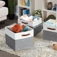thumbnail image 7 of DECOMOMO Fabric Storage Baskets 13" x 15" x 13" Collapsible Storage Bins (Grey and White, Set of 3), 7 of 7