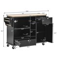 thumbnail image 4 of Kitchen Island Cart with Storage Cabinet and Two Locking Wheels,Solid wood desktop,Microwave cabinet Black, 4 of 5