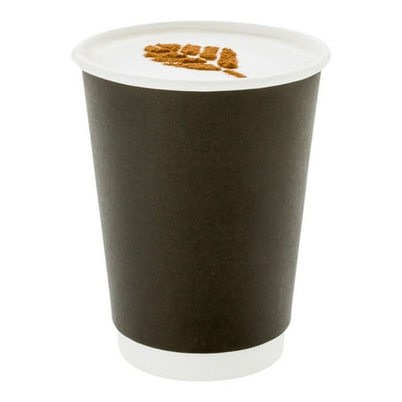 12 oz Black Paper Coffee Cup - Double Wall - 3 1/2 x 3 1/2 x 4 1/4 - 500 count box
