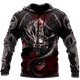 thumbnail image 2 of Sudadera con capucha de gran tamaño con estampado 3D de esqueleto cruzado y tatuaje rojo terrorífico para hombre, chándales casuales, ropa de animal de cuervo y lobo malo, 2 of 4