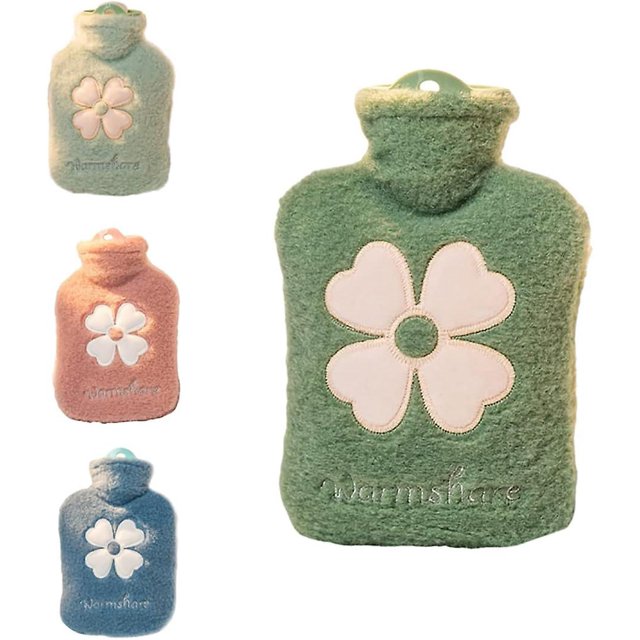 Bolsa de agua caliente de peluche de dibujos animados WEIHJMXG portátil mini 1000 ml verde matcha