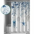 thumbnail image 3 of Jellyfish Starfish Shells Bathroom Shower Curtains with Hooks, Blue Leaf Waterproof Fabric Washable Shower Curtain for Home Hotel Bathtub Decor 72x72 Inch, 3 of 7