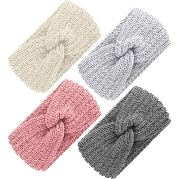 4 Pieces Chunky Knit Headbands Braided Winter Headbands Ear Warmers Crochet Head Wraps for Women Girls