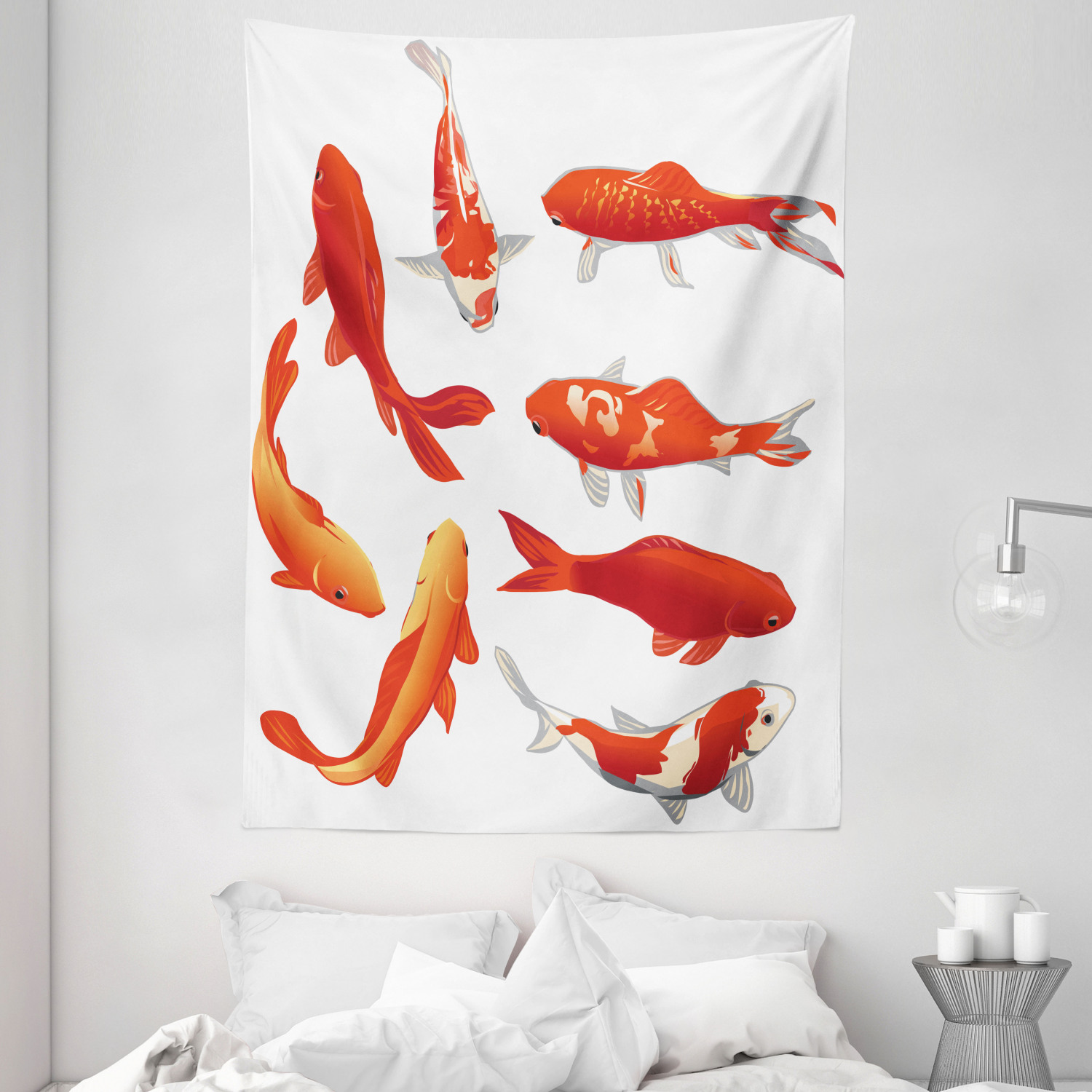 Koi Fish Tapestry, Legendary Koi Fish Band Chinese Good Fortune and