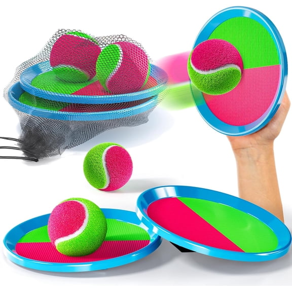 Smartology Toss and Catch Ball Game Set with Paddle, Balls,, Outdoor Indoor Toys for Kids and Adult