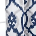 thumbnail image 3 of DriftAway Evelyn Thermal Room Darkening Grommet Unlined Window Curtains Ikat Floral Pattern Set of 2 Panels 108"L x 52"W Navy Blue, 3 of 8