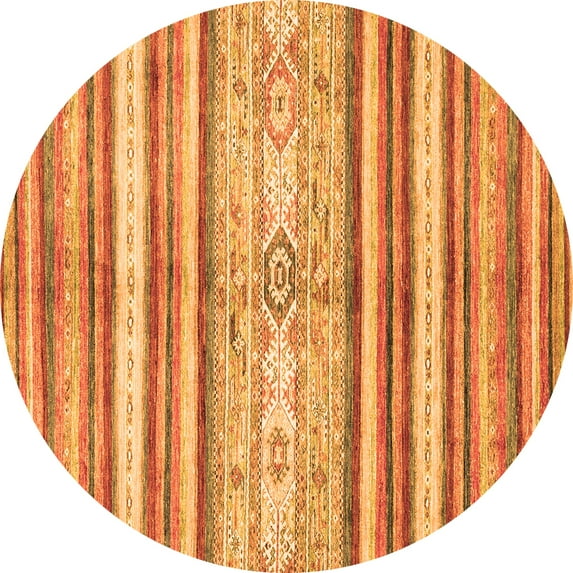 Ahgly Company Indoor Round Abstract Orange Modern Area Rugs, 7' Round