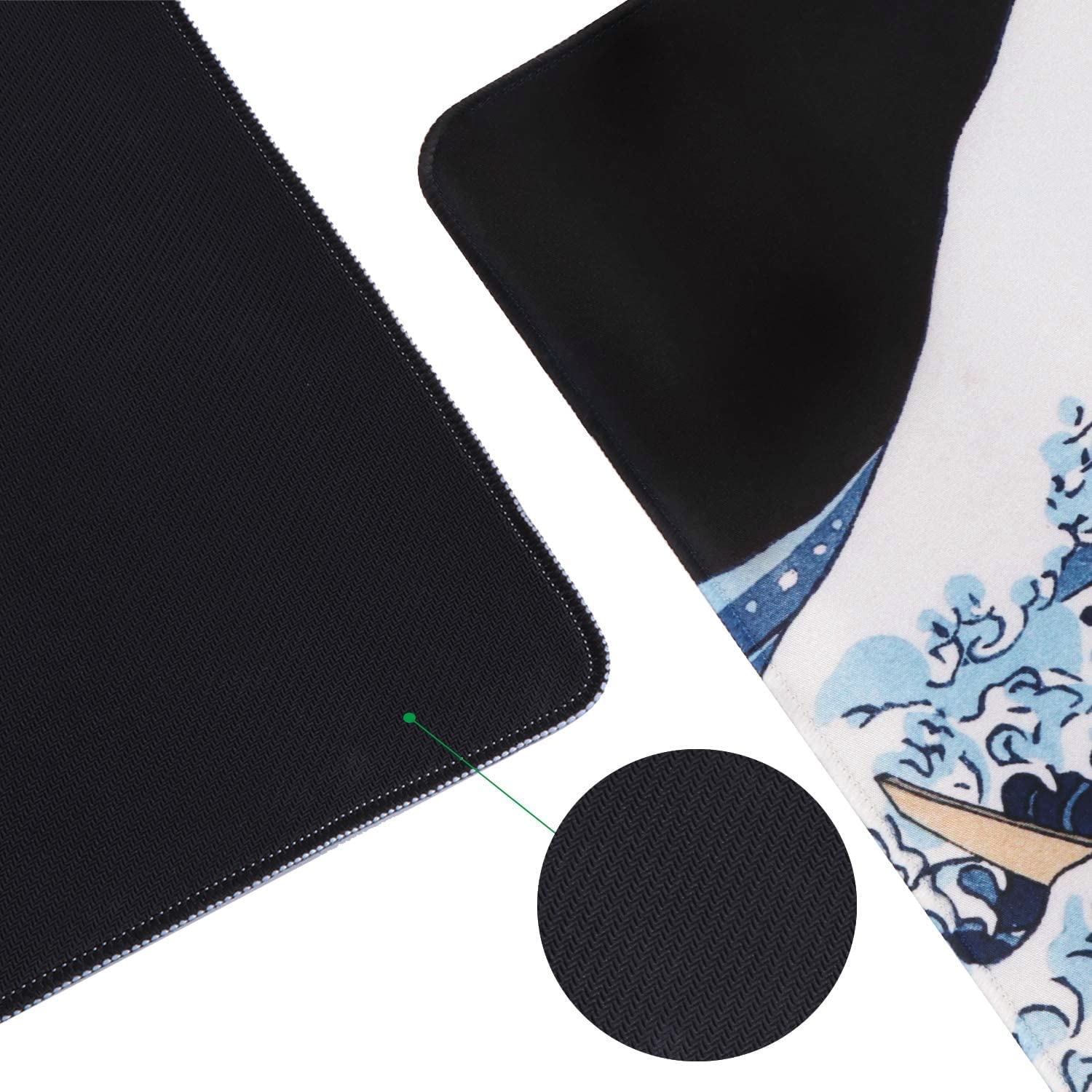 Extended Gaming Mouse Pad - Non-Slip Water-Resistant Rubber Base Computer Keyboard Mouse Mat, 35.1x15.75inch XXL Large Anime Mouse Pad for Desk Computer Office Gaming, Sea Wave