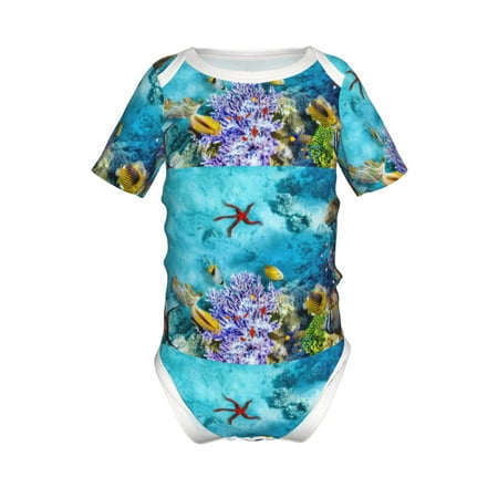 

Gaeub Corals and Tropical Fish Print Infant Climbing Onesie Toddler Outfit Newborn Baby Bodysuit Baby Boy Girl Clothes -12 Months