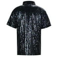 thumbnail image 4 of Mens Short Sequin Sleeve Shirt Metallic Rave Button Front Shirt Short Sleeve Party T Shirt Clubwear Trendy Casual Night Out Slim Fit Glossy Top,Green,XXL, 4 of 4