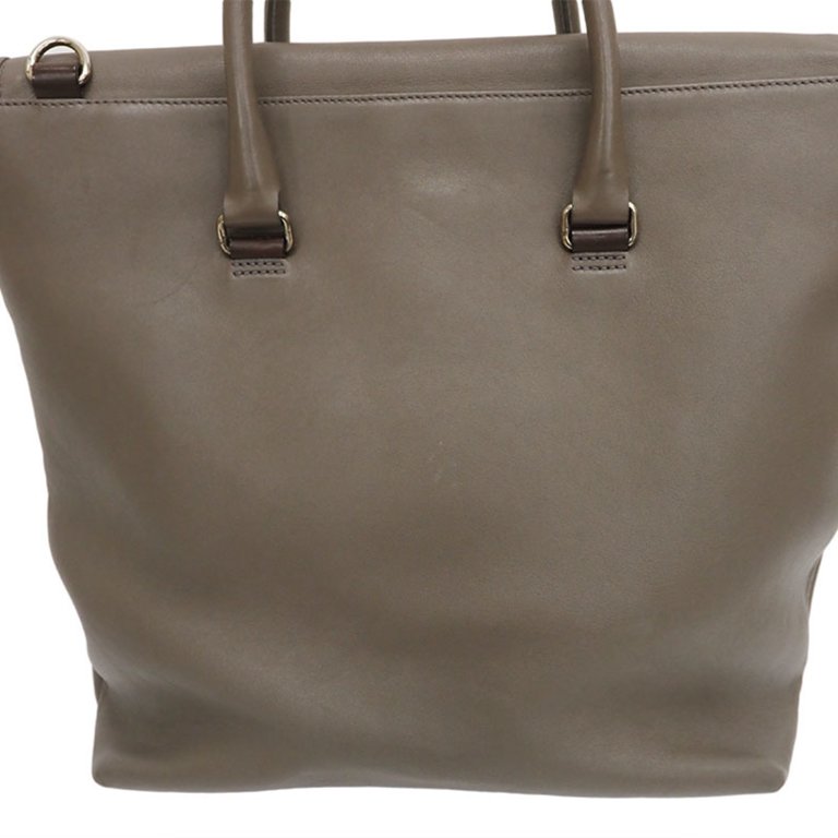 Pre-Owned Salvatore Ferragamo Leather Large Tote Bag Greige  display picture 3