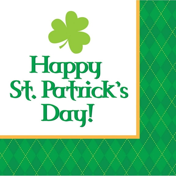 St. Pat Argyle Patrick's Day Irish Green Holiday Party Paper Beverage Napkins