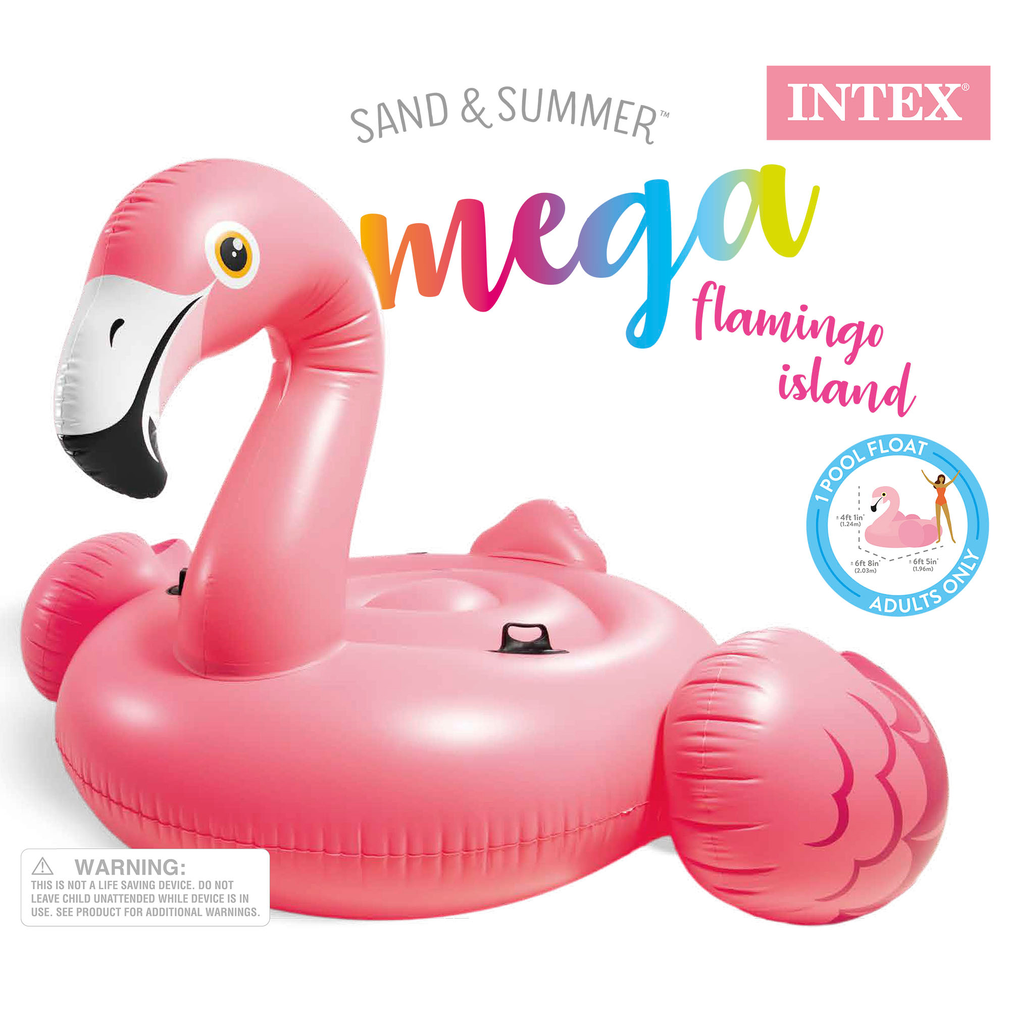 Intex Pink Vinyl Inflatable Mega Flamingo Island Pool Float - image 4 of 4