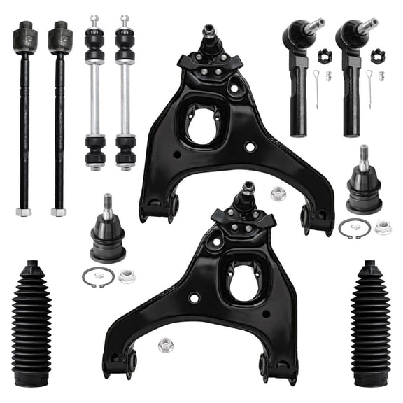 Detroit Axle - RWD Front End Kit for 1999-2006 Chevy Silverado GMC Sierra 1500, 2 Lower Control Arms w/Ball Joints 2 Upper Ball Joints 4 Inner Outer Tie Rods 2 Sway Bars 2 Boots- 12pc Set