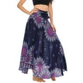 thumbnail image 4 of SWSMCLT Women's Summer Flowy Dress Hippie Indian Gypsy High Waist Long Skirts Boho Skirt Bohemian Maxi Floral Printed Tie Front Dresses Elastic Waist Navy One Size, 4 of 5
