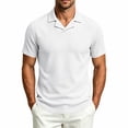 thumbnail image 2 of Qiyinn Mens Polo Shirts Short Sleeve Textured Knit V Neck Shirt Casual Golf Shirts Stylish Old Money Tops, 2 of 8