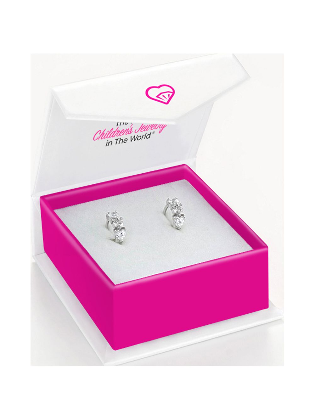 925 Sterling Silver Young Girl's Clear Cubic Zirconia Heart Huggie Earrings 10mm