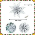 thumbnail image 3 of Christmas Poinsettia Artificial Flowers 4 Inch Silver Glitter Floral Picks with Clip for Christmas Tree Wreaths Garland Decorations Xmas New Year Wedding Party Winter Holiday Ornaments Arrangements, 3 of 3