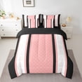 thumbnail image 2 of jejeloiu Geometric Rhombus Pattern 7-Piece Bedding Comforter Set,Rustic Baroque Floral King Bedding Sets,Pink Black Lines Bed Sheets For Girls,Microfiber Bedroom Decor Reversible, 2 of 8