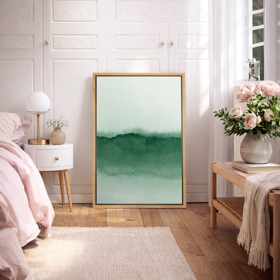 Framed Canvas Print Watercolor Abstract Wall Art MInimalist Modern Decorative for Living Room Bedroom - 16"x24" NATURAL