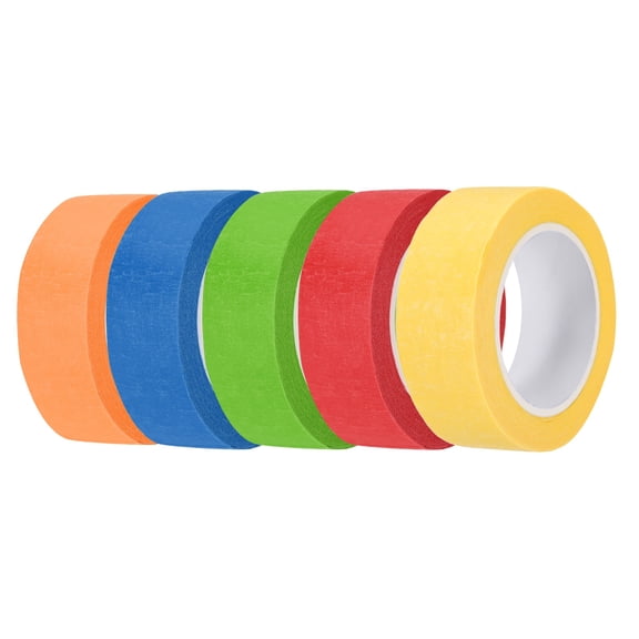 5pcs 13/16" x 11 Yard Colored Masking Tape, Dark Blue Green Red Yellow Orange