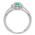 thumbnail image 3 of 14K White Gold Natural Cabochon Emerald Flower Halo Ring Oval 6x4mm Diamond Accents, size 9.5, 3 of 4