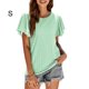 thumbnail image 4 of Camiseta de mujer Sonducket con volantes color sólido Verde claro S, 4 of 6