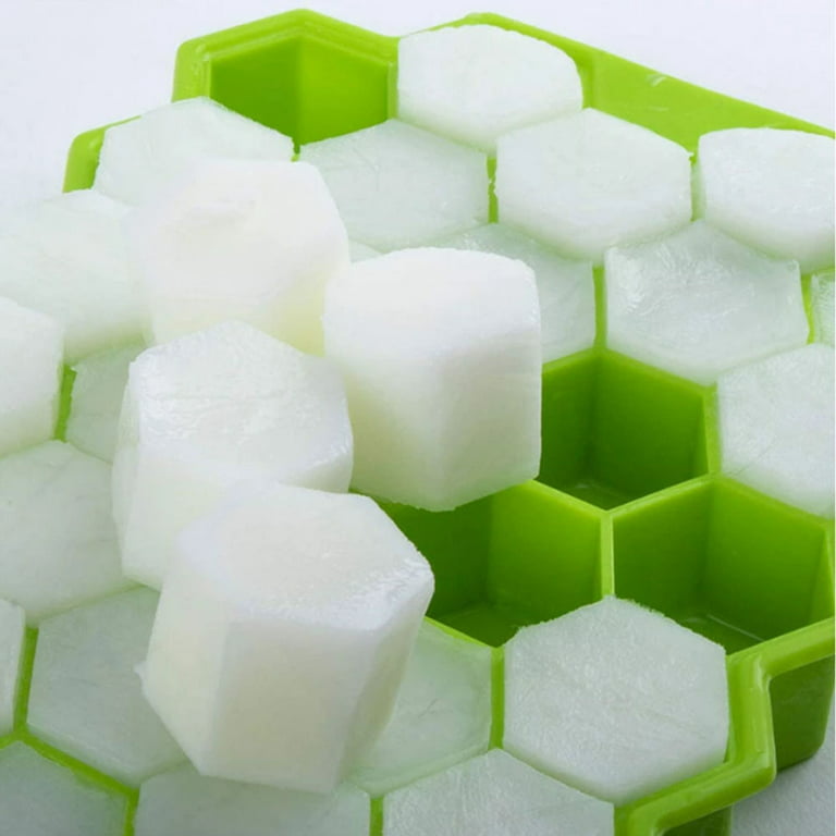 Silicone Ice Cube Tray Set with Lids 2 Pack by ClearFinn Honeycomb Sha