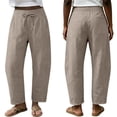 thumbnail image 5 of Petite Linen Pants for Women Wide Leg Sweatpant Summer Casual Lightweight Breathable Trousers with Pockets, 5 of 6