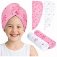 thumbnail image 1 of wonima11 Microfiber Hair Towel for Kids 2Pack Hair Wrap Towels Absorbent Hair Drying Towel Wrap Hair Turbans for Curly Thick Hair,Pink White Crown, 1 of 1