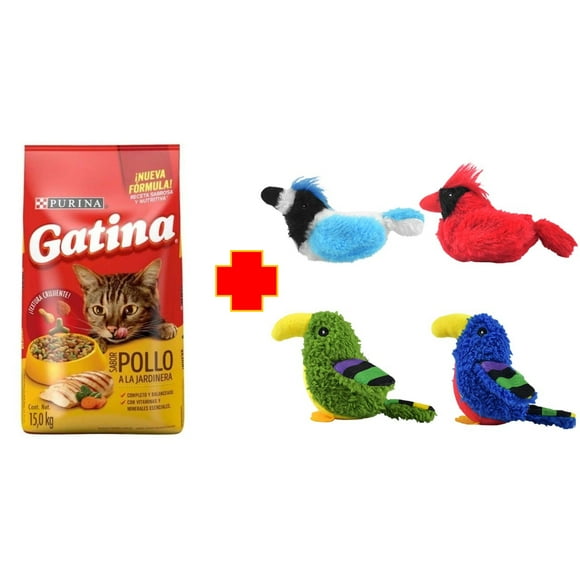 Paquete Gatina 15 kg + 1 juguete con sonido de ave real con catnip Fany pets