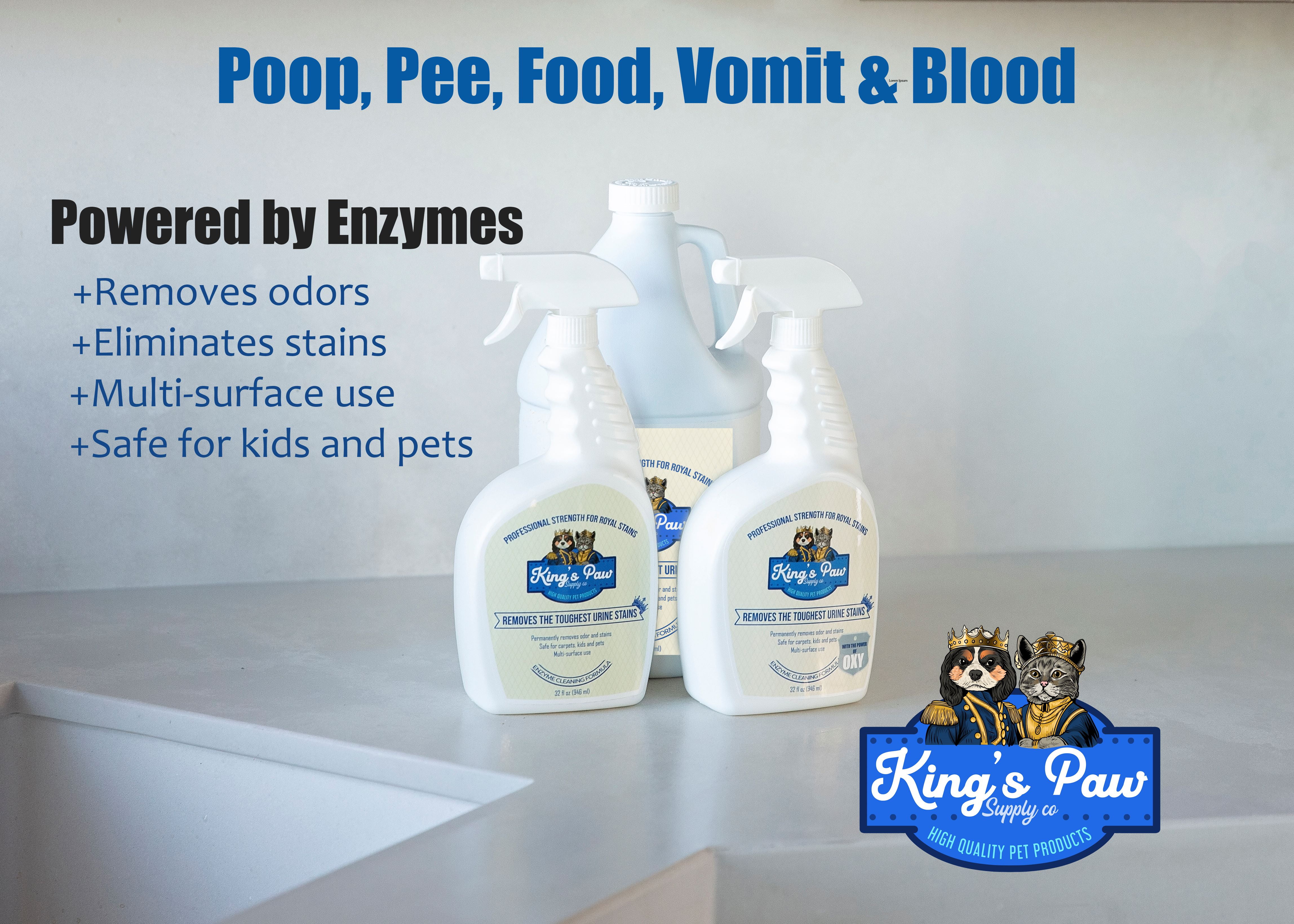 King's Paw - Stain and Odor Remover - Enzyme Cleaner - Stain and Odor Removal for Home - Carpet Stain Remover for Dog and Cat Pee - Completely Removes Urine with Enzymes