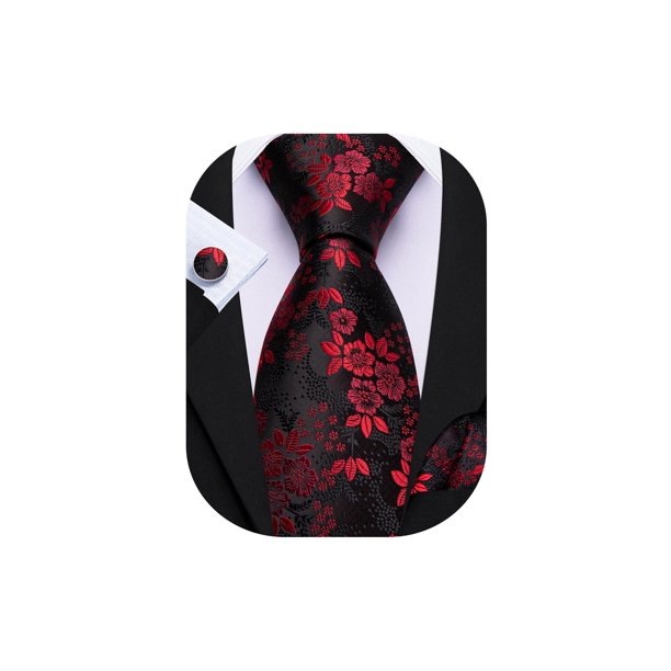 Corbata Barry.Wang Floral de Seda con Pañuelo y Gemelos