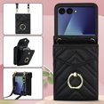 thumbnail image 5 of Crossbody Wallet Case Compatible for Samsung Galaxy Z Flip 7, RFID Blocking Card Slots, Metal Finger Ring, Premium PU Leather Lanyard Shoulder Strap Back Purse Cover Shockproof Case, Black, 5 of 9