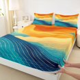thumbnail image 4 of Castle Fairy Line Art Sunset Wave Bed Sheets 4-Piece,Gradient Mountain Ocean Abstract Full Size Sheets,Orange Teal,1 Fitted Sheet,1 Flat Sheet and 2 Pillowcases, 4 of 6