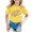 Yellow, variant on School Uniform Tshirts Girls Casual Letter Print Tee Short Sleeve Round Neck Top Girls Tshirts Black 3-4 Years