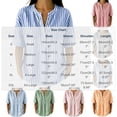 thumbnail image 3 of Womens Tops Elbow Length Sleeve Tshirts for Women Striped Printed Button Up Crew Neck Summer T-Shirts, 3 of 6