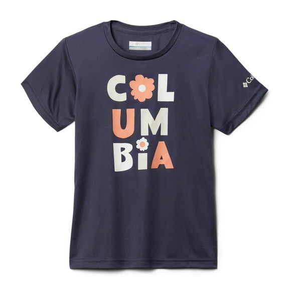 Columbia Youth Girls Mirror Creek Short Sleeve Graphic Shirt, Nocturnal Flowery Type, X-Large