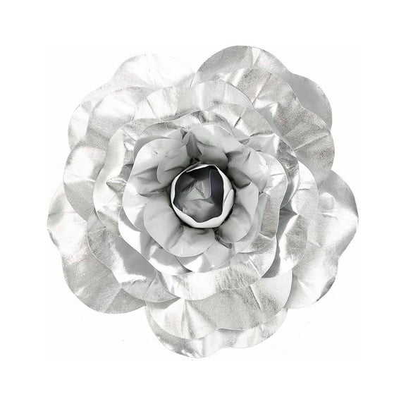 BalsaCircle 2 Pieces 20" Silver Artificial Large Roses Flowers Wall Backdrop Party