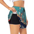 thumbnail image 2 of Bixox Women's Let's go Travel pattern 2 in 1 Running Shorts - Lightweight Athletic Workout Gym Yoga Shorts Liner with Pockets - Small, 2 of 7