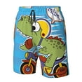 thumbnail image 4 of Rocae Dinosaur Riding a Motorcycle for Men's Beach Shorts Casual Elastic Waist Drawstring Summer Beach Shorts,S-3XL-Large, 4 of 6