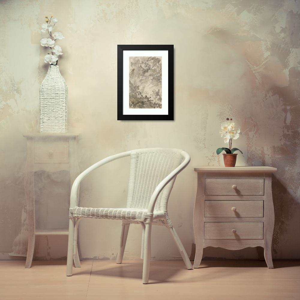 Jean-Honoré Fragonard 11x14 Black Modern Framed Museum Art Print Titled - Bradamante Tries to Catch Hold of the Hippogryph (Recto) (1780s)