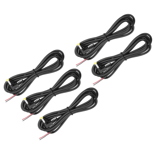 5 piezas de conector macho de ángulo recto de 5.5mm x 2.1mm a cable desnudo para cámara de vigilancia de CC, 1.5m