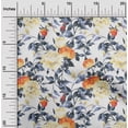 thumbnail image 1 of oneOone Cotton Poplin Orange Fabric Flower & Leaves Watercolor Quilting Supplies Print Sewing Fabric By The Yard 42 Inch Wide, 1 of 4