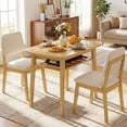 thumbnail image 4 of Gymax 3-Piece Dining Table Set for 2 Solid Wood Kitchen Table w/Storage Rack & Chairs Beige & Natural, 4 of 11