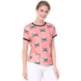 thumbnail image 2 of INSPIRE CHIC Women's Short Sleeve Contrast Cartoon Cat Pet Print Tee Ringer T-shirt Tops, 2 of 4