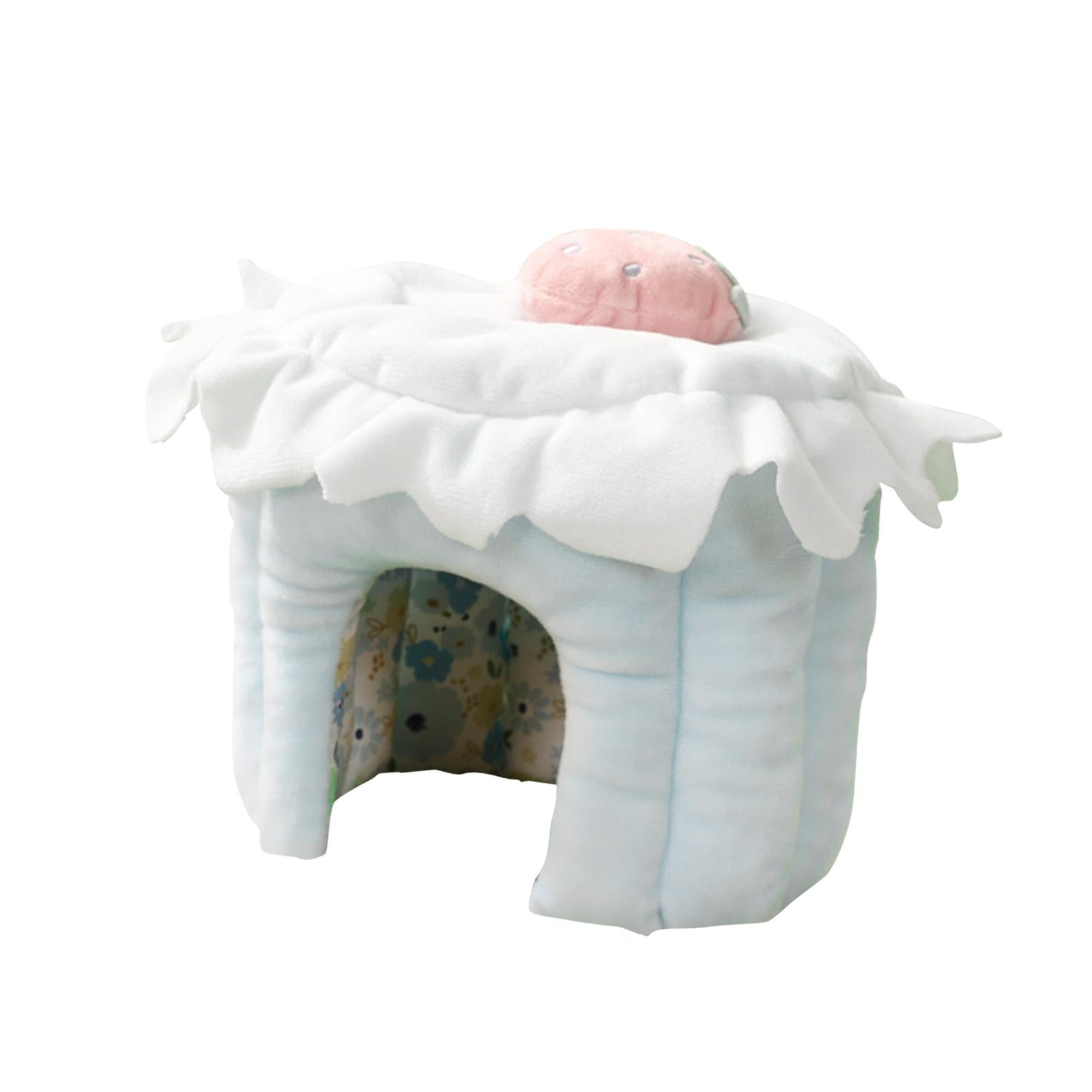 perfeclan Hamster House, Guinea Pig Hideout Cute Sleeping Warm Cave Guinea Pig House for Hedgehogs Hamster Ferrets Small Animal s Blue S