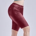 thumbnail image 2 of Shorts for Women Relaxed Fit High Waist Elastic Imitation Denim Casual Outer Shorts, 2 of 4