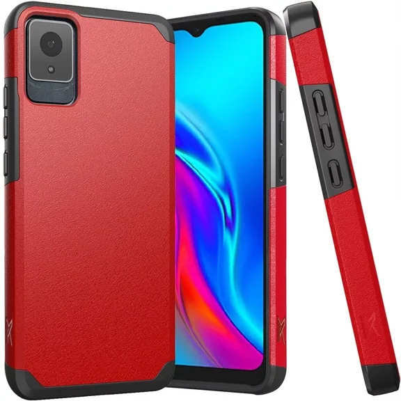 For TCL K11 T432W Slim Shockproof Hybrid Cover Cellphone Case - mk Red